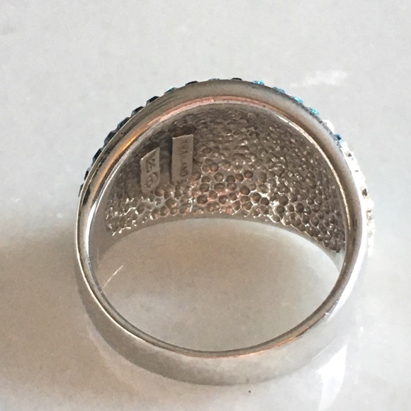Graduated Ombré Pave Crystal Silver Ring 9 1/4 - Picture 5 of 7